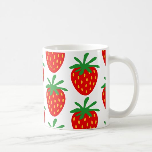 Rote Erdbeeren Muster Kaffeemaschine Geschenkidee  Kaffeetasse (Rechts)