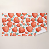 Rote Erdbeeren nahtloses Muster Badehandtuch (Badehandtuch)