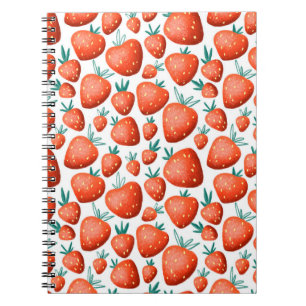 Rote Erdbeeren nahtloses Muster Notizblock