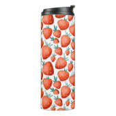 Rote Erdbeeren nahtloses Muster Thermosbecher (Nach links gedreht)