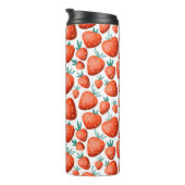 Rote Erdbeeren nahtloses Muster Thermosbecher (Nach rechts gedreht)