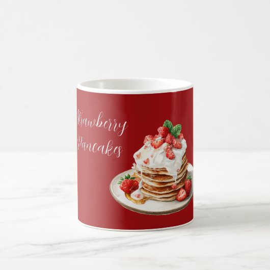 Rote Erdbeeren Pfannkuchen Kaffeetasse (Mittel)
