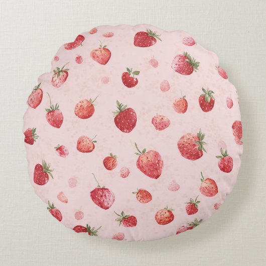 Rote Erdbeeren Rundes Kissen (Vorderseite)