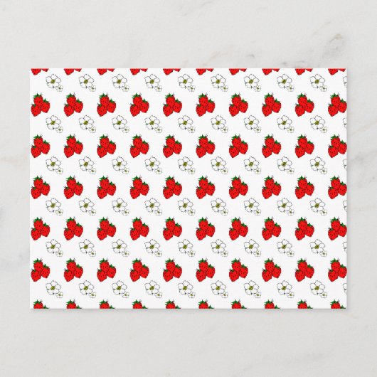 Rote Erdbeeren und Blume Musterrezeptkarten Postkarte (Vorderseite)