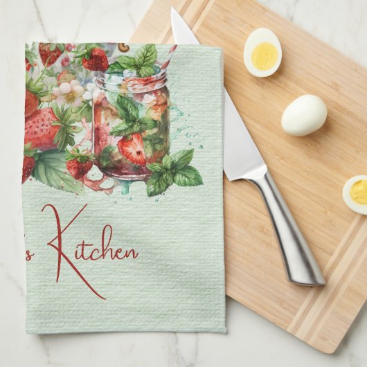 Rote Erdbeeren und Desserts Teezeit Geschirrtuch (Viertel Falte)