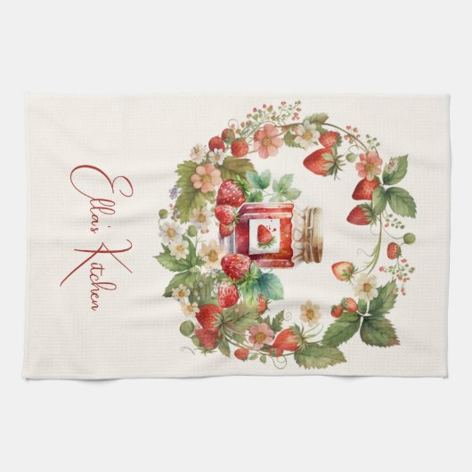 Rote Erdbeeren und Desserts Teezeit Geschirrtuch (Horizontal)