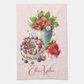 Rote Erdbeeren und Desserts Teezeit Geschirrtuch (Vertikal)
