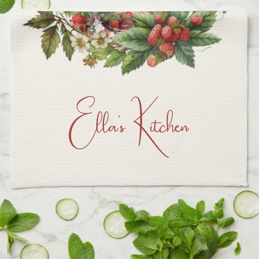 Rote Erdbeeren und Desserts Teezeit Geschirrtuch (Gefaltet)