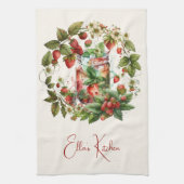 Rote Erdbeeren und Desserts Teezeit Geschirrtuch (Vertikal)