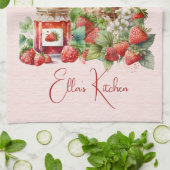 Rote Erdbeeren und Desserts Teezeit Geschirrtuch (Gefaltet)