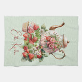 Rote Erdbeeren und Desserts Teezeit Geschirrtuch (Horizontal)