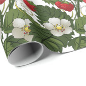 Rote Erdbeeren und Grüne Blätter Geschenkpapier (Rolleneckpunkt)