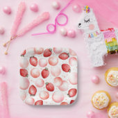 Rote Erdbeeren und rosa Balloons Elegant Niedlich Pappteller (Party)