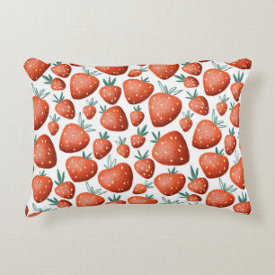 Rote Erdbeeren weißer Hintergrund Nahtlos Dekokissen