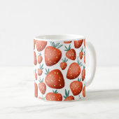 Rote Erdbeeren weißer Hintergrund Nahtlos Kaffeetasse (VorderseiteRechts)