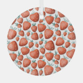 Rote Erdbeeren weißer Hintergrund Nahtlos Ornament Aus Glas (Vorderseite)