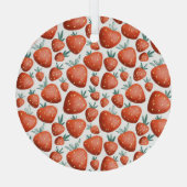 Rote Erdbeeren weißer Hintergrund Nahtlos Ornament Aus Glas (Rückseite)