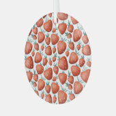 Rote Erdbeeren weißer Hintergrund Nahtlos Ornament Aus Glas (Vorderseite links)