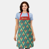 Rote Erdbeerfrüchte, Blüten & Ausläufer Schürze (Getragen)