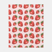 Rote Erdbeerfrüchte Muster auf rosa Fleecedecke (Vorderseite)