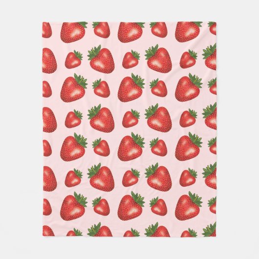 Rote Erdbeerfrüchte Muster auf rosa Fleecedecke (Vorderseite)