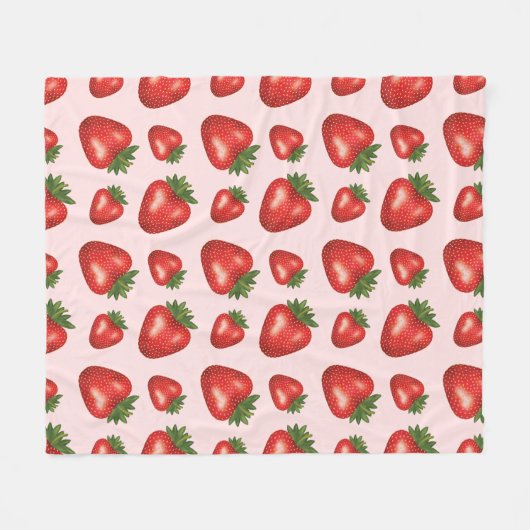 Rote Erdbeerfrüchte Muster auf rosa Fleecedecke (Vorderseite (Horizontal))