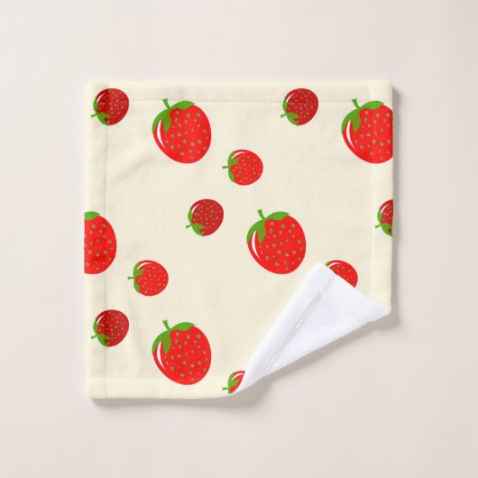 Rote Erdbeermuster auf hellrosa Badhandtuch Set (Waschlappen)