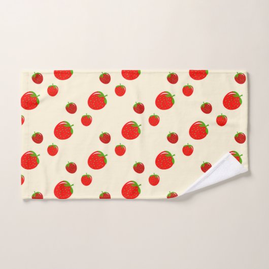 Rote Erdbeermuster auf hellrosa Badhandtuch Set (Handtuch)