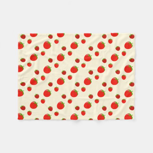 Rote Erdbeermuster auf hellrosa Fleecedecke (Vorderseite (Horizontal))