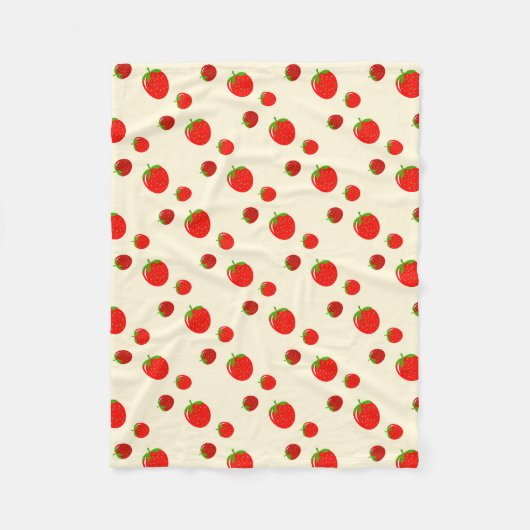 Rote Erdbeermuster auf hellrosa Fleecedecke (Vorderseite)