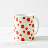Rote Erdbeermuster auf hellrosa Kaffeetasse (VorderseiteRechts)
