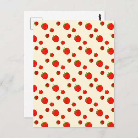 Rote Erdbeermuster auf hellrosa Postkarte (Vorne/Hinten)