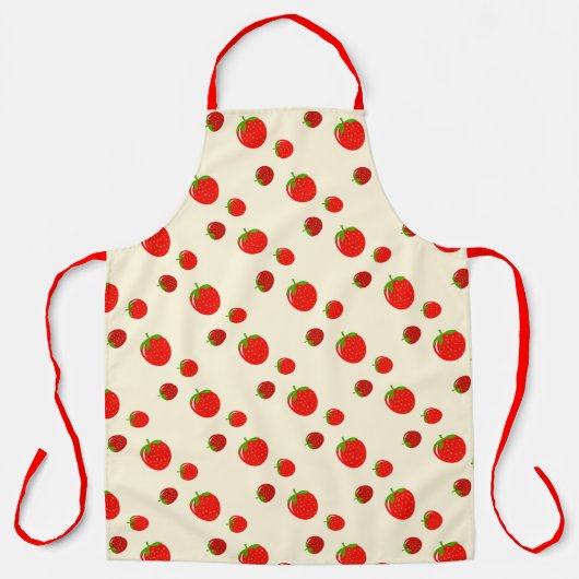 Rote Erdbeermuster auf hellrosa Schürze (Vorderseite)