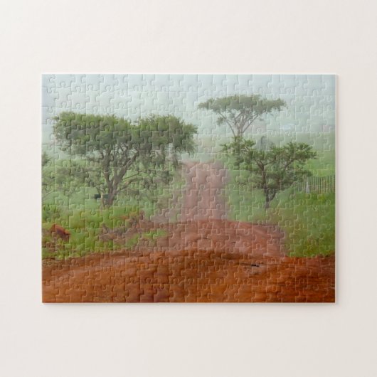 Rote Erde Road Veldt Nebel Südafrika. Puzzle (Horizontal)
