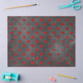 Rote erschütterte Herzen auf Gray Decoupage Seidenpapier (Basteln)