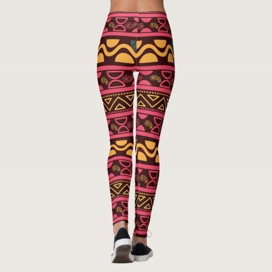 rote ethnische Azteke Leggings (Rückseite)