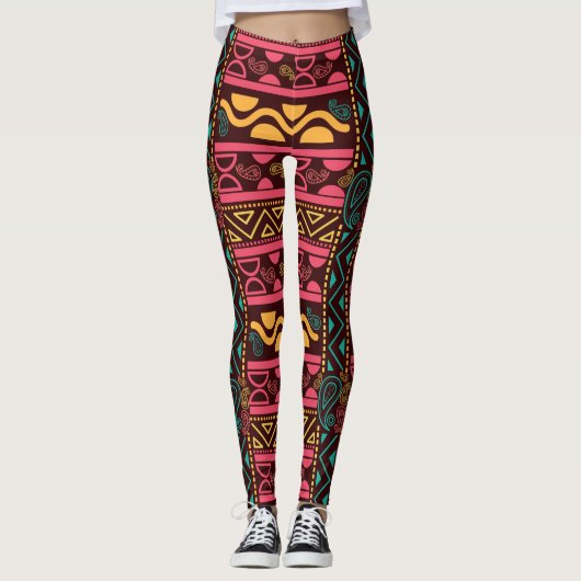 rote ethnische Azteke Leggings (Vorderseite)