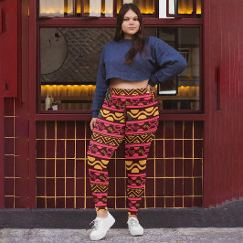 rote ethnische Azteke Leggings