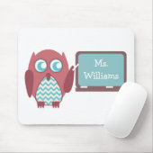Rote Eulen-blauer Zickzack Lehrer an der Tafel Mousepad (Mit Mouse)