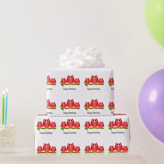 Rote-Eulen-Design Geburtstagsgeschenk Geschenkpapier (Partygeschenke)