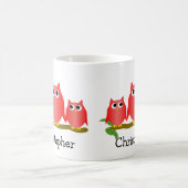 Rote Eulen Design personalisiert Kaffeetasse (Mittel)
