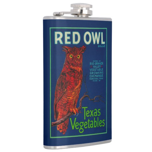 Rote Eulen-Gemüseaufkleber Flachmann (Rechts)