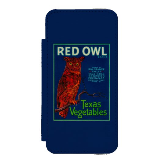 Rote Eulen-Gemüseaufkleber Incipio iPhone Geldbeutel-Hülle (Folio Vorderseite)