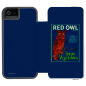 Rote Eulen-Gemüseaufkleber Incipio iPhone Geldbeutel-Hülle (Folio Geöffnet)