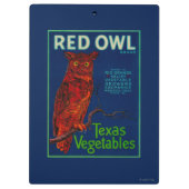 Rote Eulen-Gemüseaufkleber Klemmbrett (Rückseite)