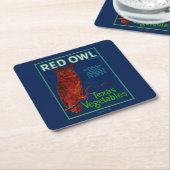 Rote Eulen-Gemüseaufkleber Rechteckiger Pappuntersetzer (angewinkelt)