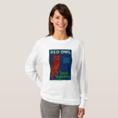 Rote Eulen-Gemüseaufkleber T-Shirt (Vorne ganz)