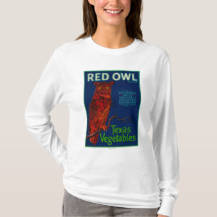 Rote Eulen-Gemüseaufkleber T-Shirt