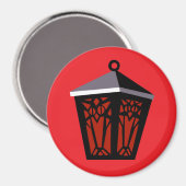 Rote Eulenlaterne Magnet (Vorderseite/Rückseite)