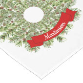 Rote Fahne des Weihnachtskiefern-Kranz-| Kurzer Tischläufer (Ecke)